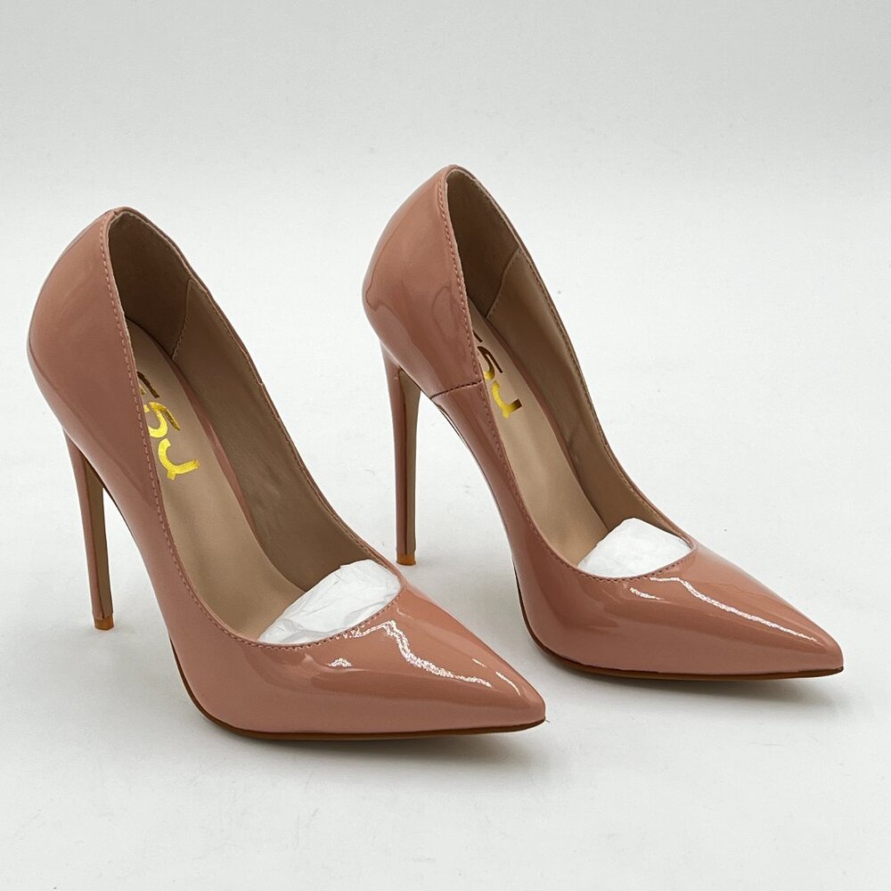 FSJ Nude Women Formal Pointed Toe Pumps High Heel Sexy Stilettos Slip On Office